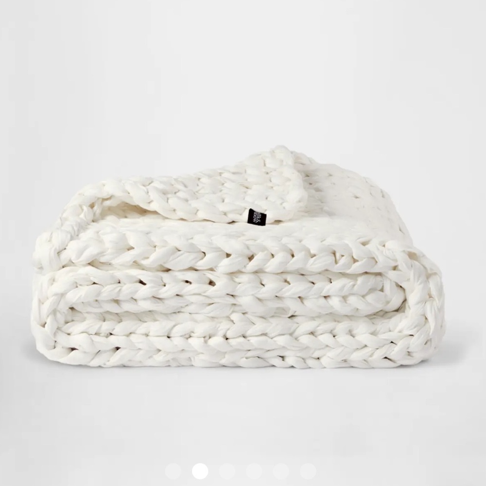 Silk & Snow LIKE NEW hand Knitted Weighted Blanket natural Cream 15 lbs - Picture 2 of 10
